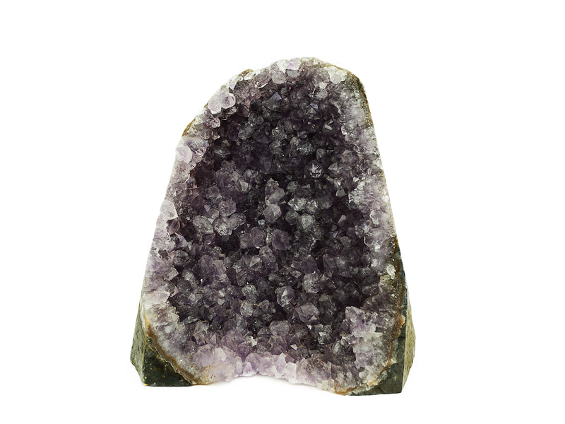One druzy amethyst cut base 118mm on white background