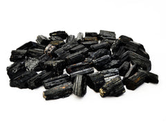 Some rough black tourmaline cathedral 25mm-60mm on white background