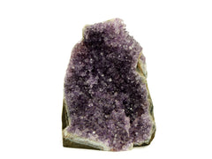 One purple druzy amethyst cut base 120mm on white background