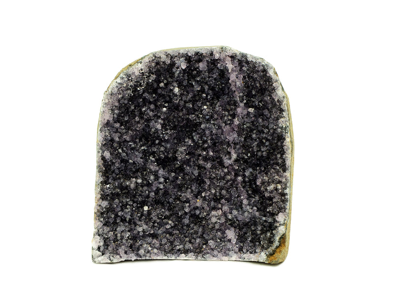 One lavender druzy amethyst cut base 100mm on white background
