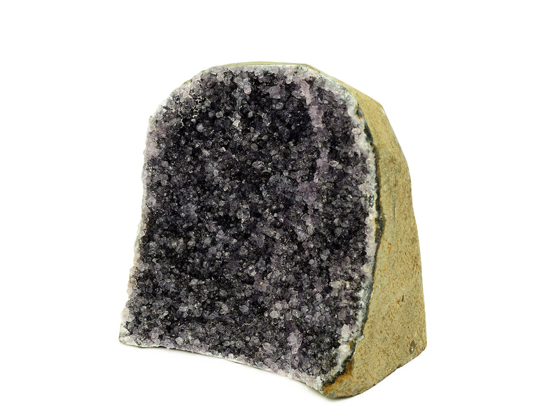 One lavender druzy amethyst cut base stone 100mm on white background