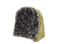 One lavender druzy amethyst cut base stone 100mm on white background