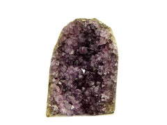 Natural druzy amethyst cut base 105mm on hand with white background