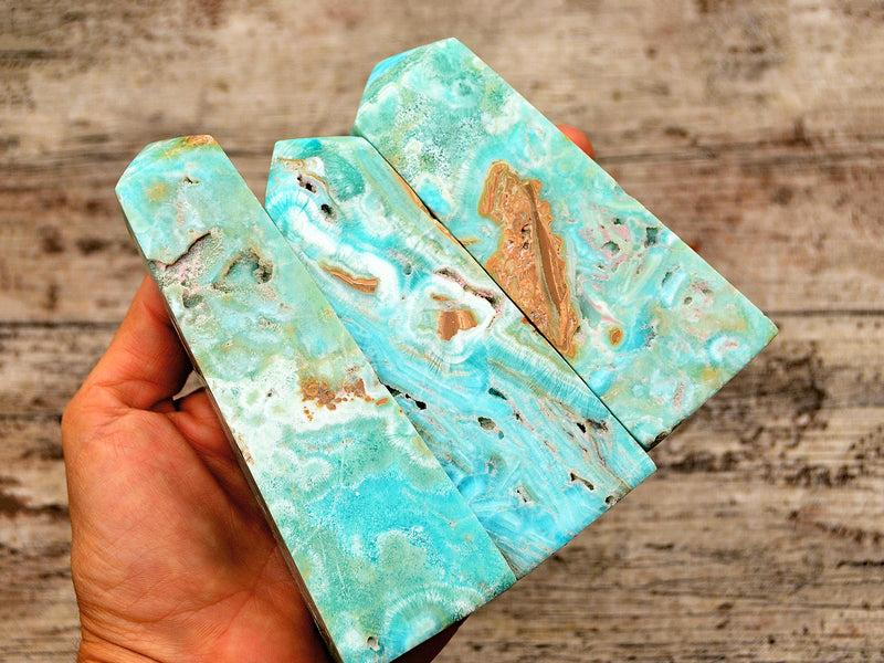 Blue Aragonite Obelisk Crystal (200g - 600g) - Kaia & Crystals