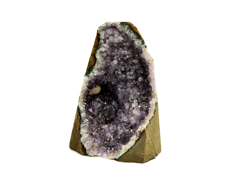 Natural druzy amethyst cut base 128mm on white background