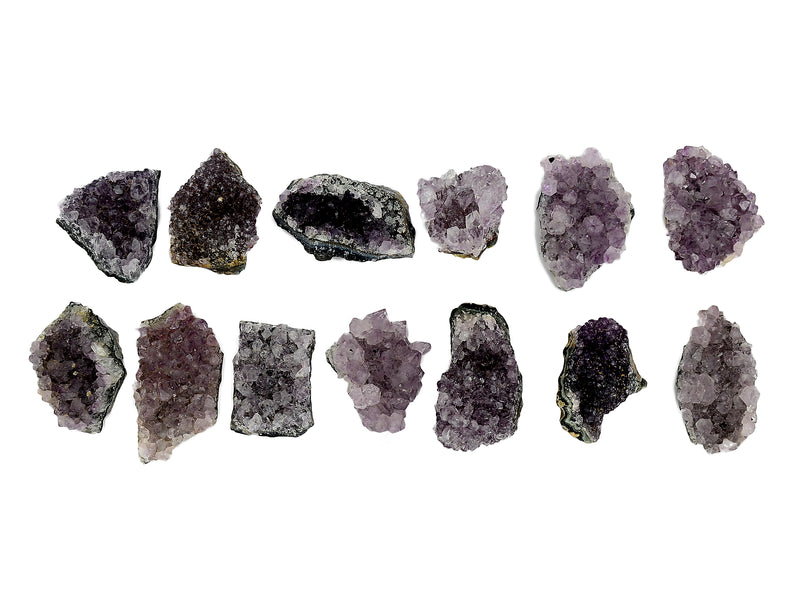 Some natural amethtst crystal clusters 50mm-90mm on white background 