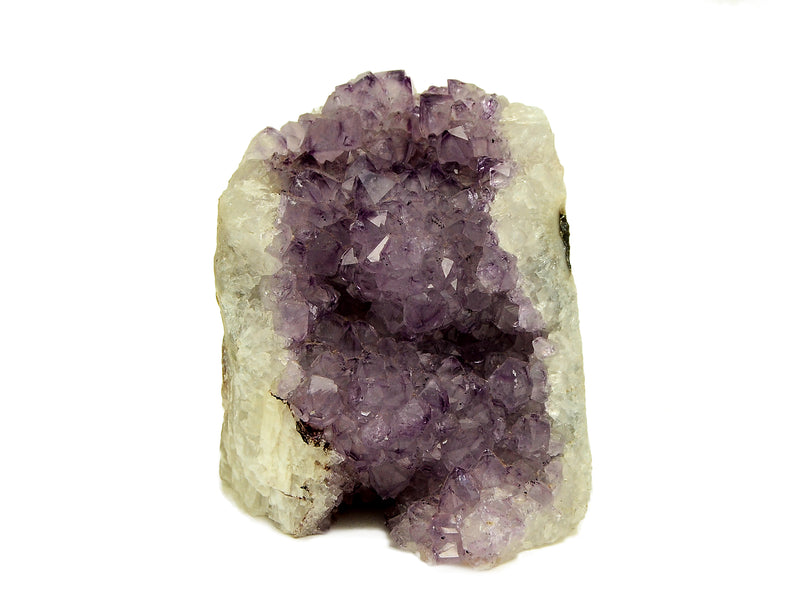 One light purple druzy amethyst cut base 100mm on white background