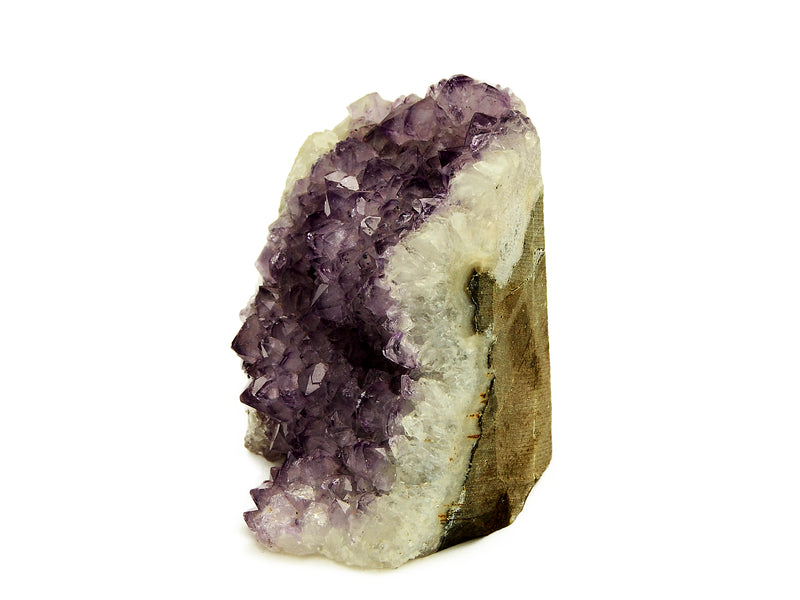 One light purple druzy amethyst stone cut base 100mm on white background