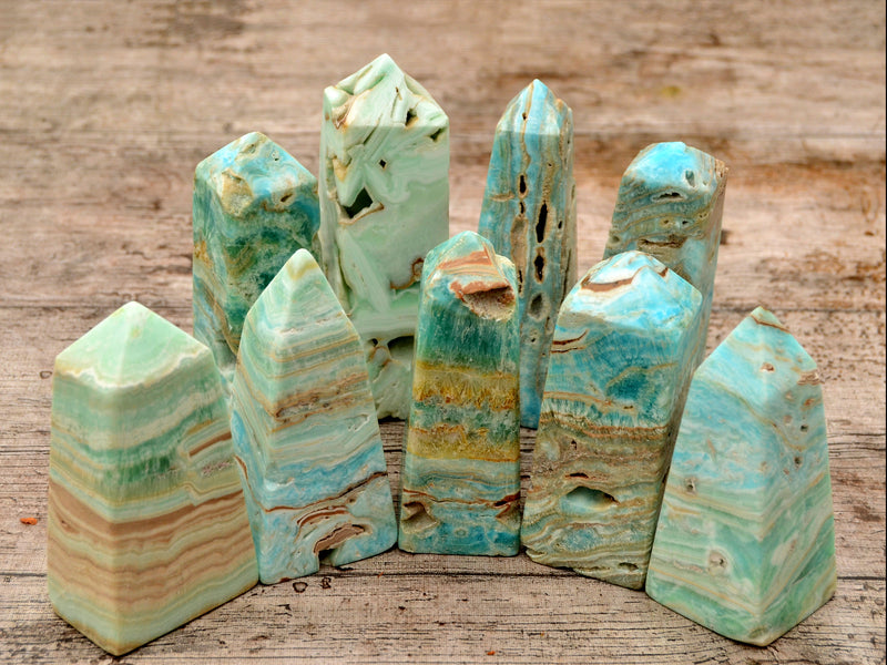 Blue Aragonite Obelisk Crystal (200g - 600g) - Kaia & Crystals