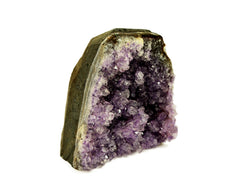 One purple druzy amethyst cut base 98mm on hand with white background
