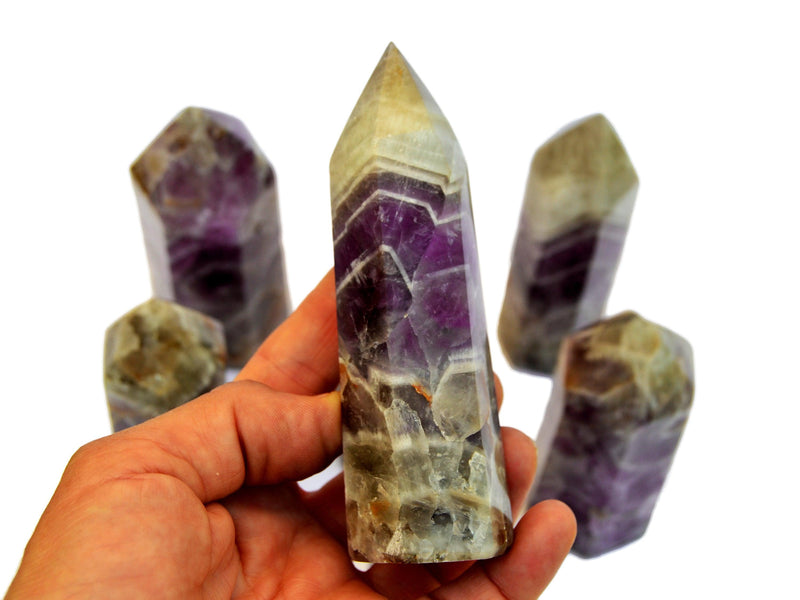 Chevron Amethyst Tower (150g - 400g) - Kaia & Crystals