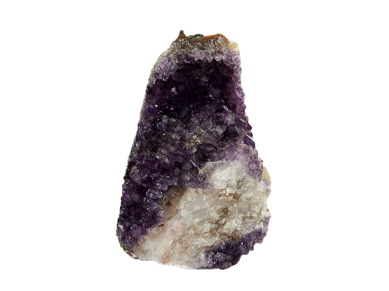 One large purple druzy amethyst cut base 115mm on white background