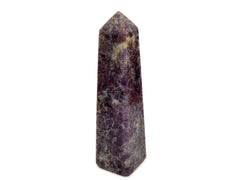 One big purple lepidolite obelisk 230mm on white backround