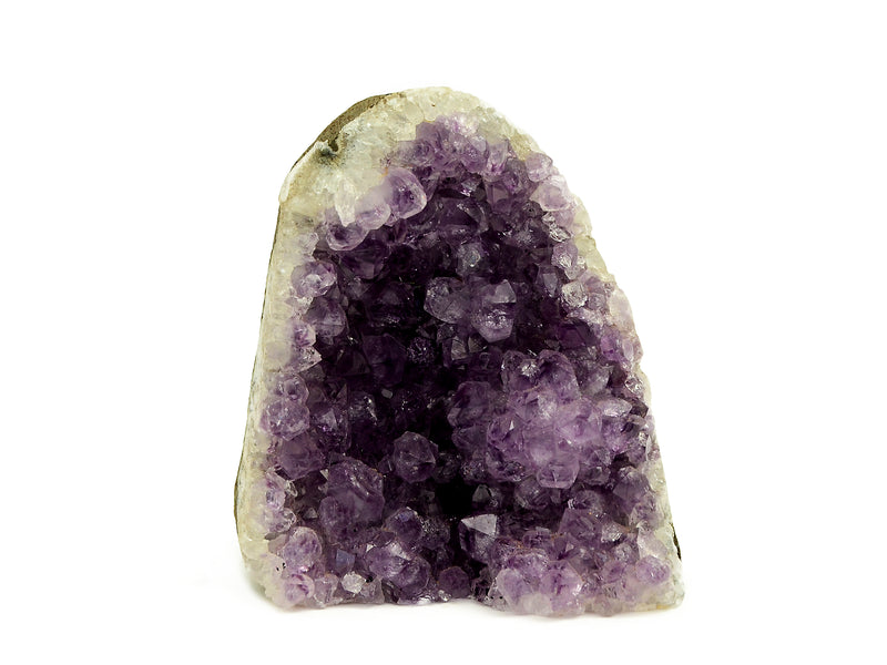One purple druzy amethyst cut base 116mm on white background