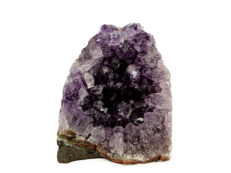 One druzy amethyst cut base 100mm on white background