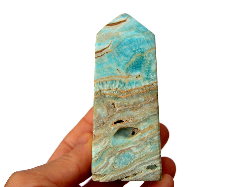 Blue Aragonite Obelisk Crystal (200g - 600g) - Kaia & Crystals
