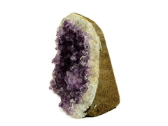 One purple druzy amethyst crystal cut base 116mm on white background