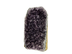 One large purple druzy amethyst stone cut base 122mm on white background