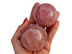 Two large rose quartz sphere crystals 55mm - 60mm on hand