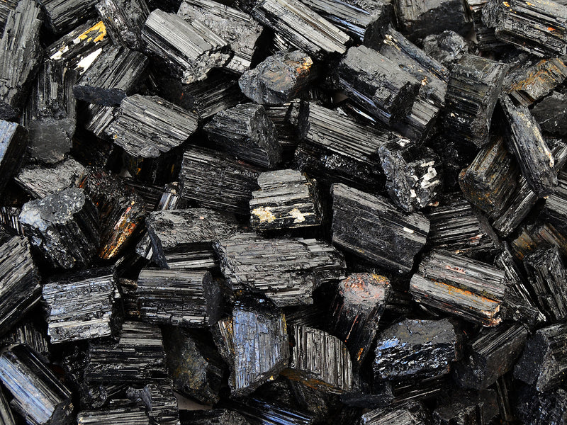 Several rough black tourmaline crystals 25mm-50mm 