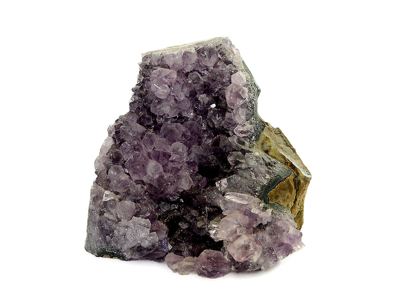 One chunky purple druzy amethyst cut base 98mm on white background