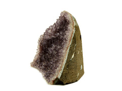 One purple druzy amethyst stone cut base 115mm on white background