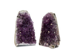 Two druzy amethyst cut basestones 100mm-110mm on white background