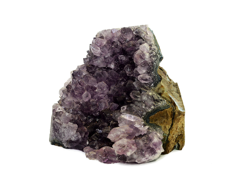 One purple druzy amethyst cut base 98mm on white background