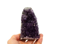 One purple amethyst cut base crystal 100mm on white background