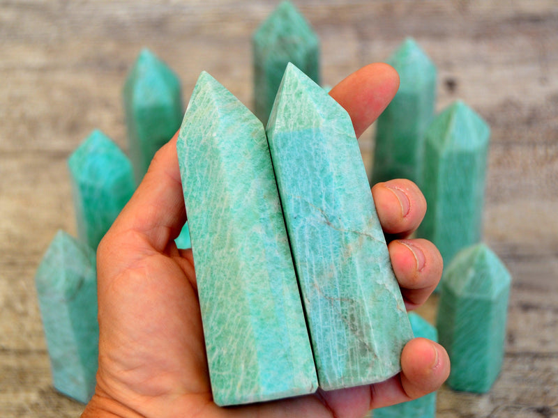 Amazonite Crystal Point (4-6 Pcs) 1 Kg Wholesale Lot - Kaia & Crystals