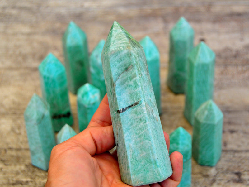 Amazonite Crystal Point (4-6 Pcs) 1 Kg Wholesale Lot - Kaia & Crystals