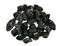 Some raw black tourmaline crystals 20mm-55mmm on white background