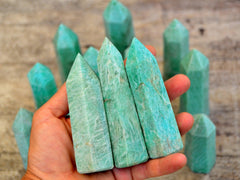 Amazonite Crystal Point (4-6 Pcs) 1 Kg Wholesale Lot - Kaia & Crystals