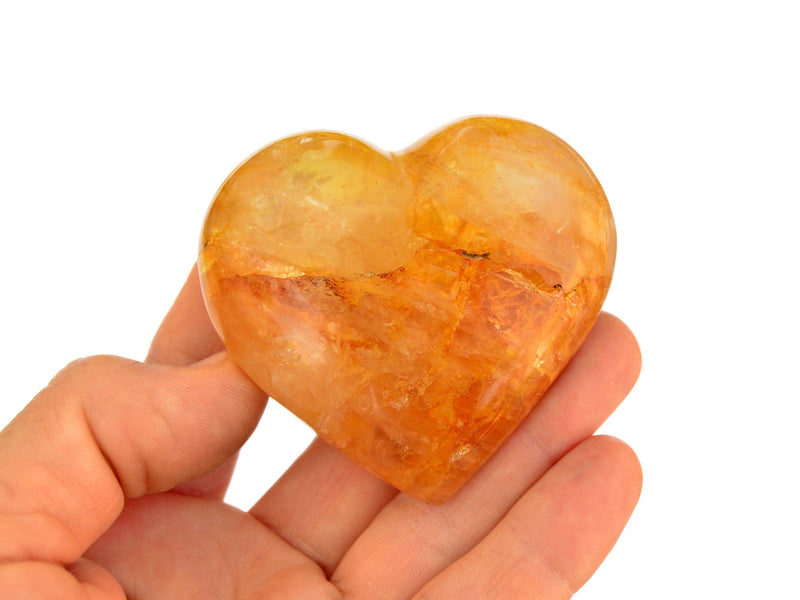Yellow Hematoid Quartz Heart (50mmm - 75mm) - Golden Healer Quartz - Kaia & Crystals