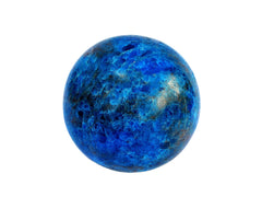 One large blue apatite sphere 90mm on white background