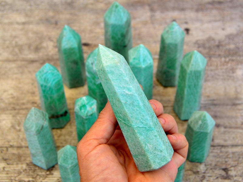 Amazonite Crystal Point (4-6 Pcs) 1 Kg Wholesale Lot - Kaia & Crystals