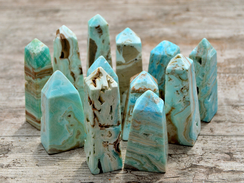 1 kg Lot of Blue Aragonite Tower (4-6 Pcs) - Kaia & Crystals