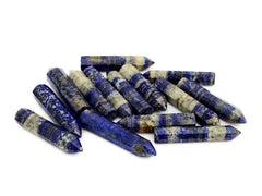 Some lapis lazuli mini crystal points 50mm-55mm on white background