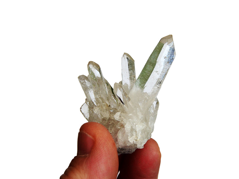 One mini clear quartz druzy 50mm on hand with white background