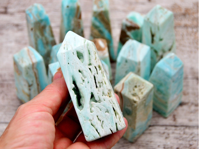 1 kg Lot of Blue Aragonite Tower (4-6 Pcs) - Kaia & Crystals