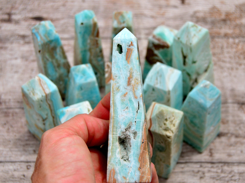 Blue Aragonite Tower (100g - 200g) - Kaia & Crystals