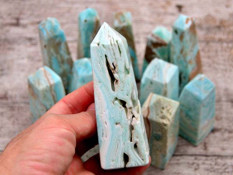 1 kg Lot of Blue Aragonite Tower (4-6 Pcs) - Kaia & Crystals