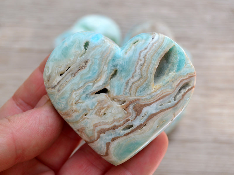 Blue Aragonite Heart (50mm - 85mm) - Kaia & Crystals