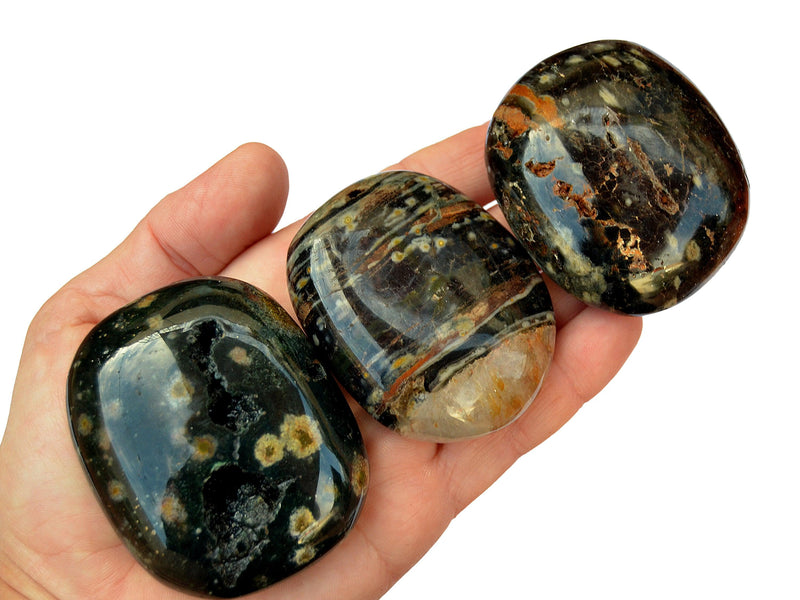 1 Kg Lot of Ocean Jasper Palm Stone (9-10 Pcs) - (40mm - 65mm) - Kaia & Crystals
