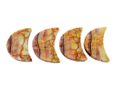 Four pink banded onyx crystals 80mm-85mm on white background