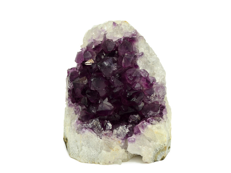 One druzy amethyst cut base 115mm on white background