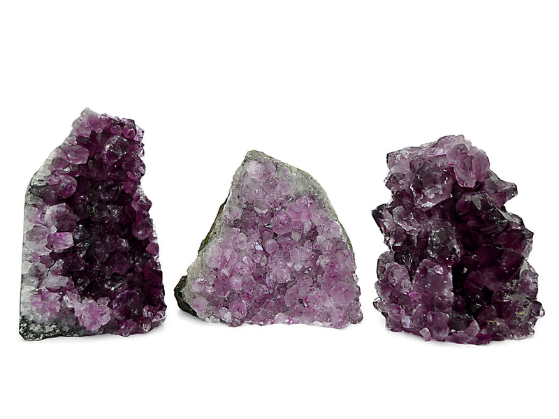 Tree purple druzy amethyst cut base stones 80mm-100mm on white background