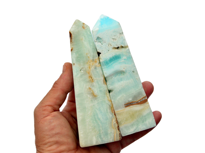 Large Caribbean Calcite Obelisk Crystal (200g - 550g) - Kaia & Crystals