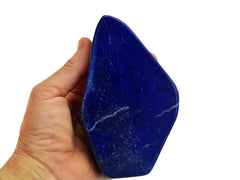 Natural lapis large free form 130mm stone on hand with white background