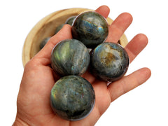 Four labradorite sphere stones 35mm-40mm on hand 